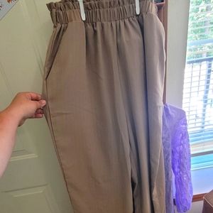 Paperbag Waist Slant Pocket Wide Leg Belted Pants